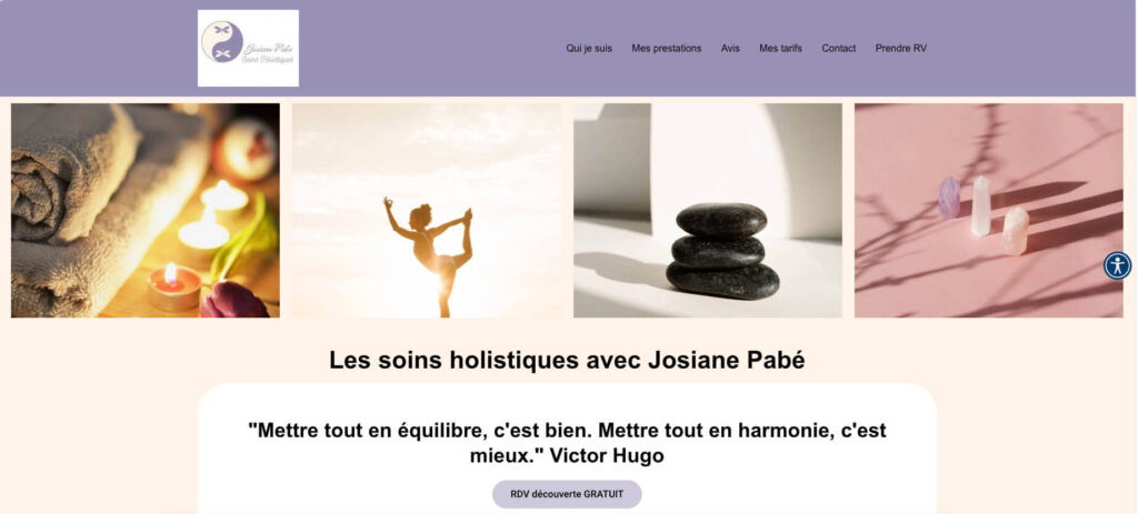 Page d'accueil du site : Josiane Pabé - soins holistiques