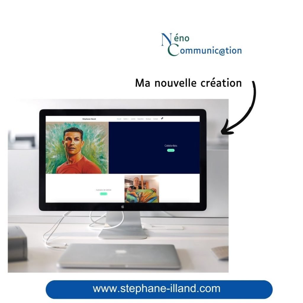 Un ordinateur avec le site de Stéphane