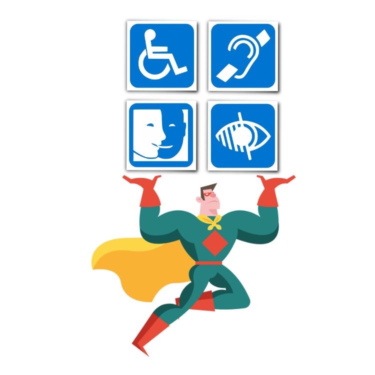 Un super héros portant le logo de l'accessibilité