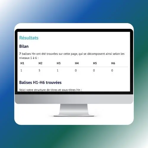 Ordinateur avec des balises Hn
