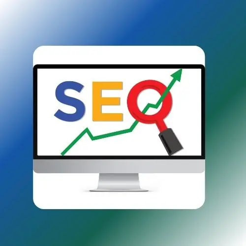 un ordinateur qui affiche le logo de SEO