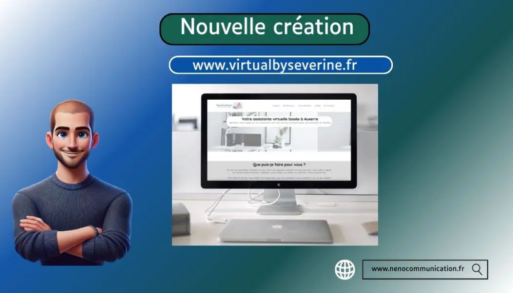 Avatar de Nicolas et un ordinateur pour présenter le site de Virtualbyseverine