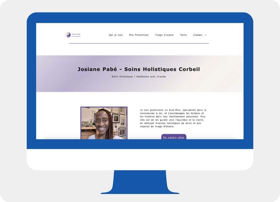 title Ordinateur qui affiche le site de Josiane Pabé-soins holistiques
