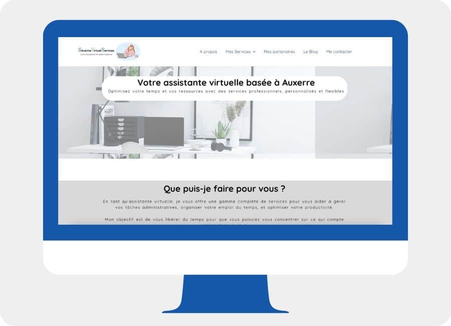 title Ordinateur qui affiche le site Séverine assistante digitale
