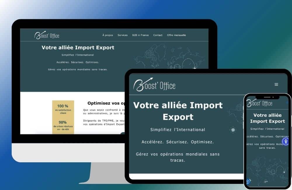 title Un ordinateur, une tablette, un téléphone portable avec les différentes versions du site de boost'offiche