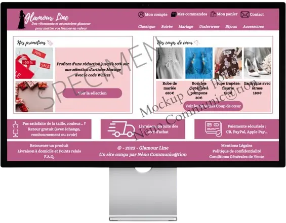 Ordinateur avec un exemple site e-commerce créé par agence web Auxerre.