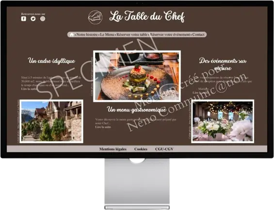 Ordinateur avec un exemple de Création de site vitrine pour un restaurant créé par agence web Auxerre.