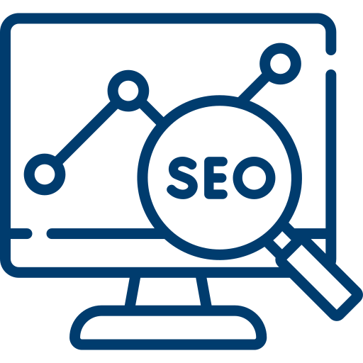 Un ordinateur avec un graphique et une loupe